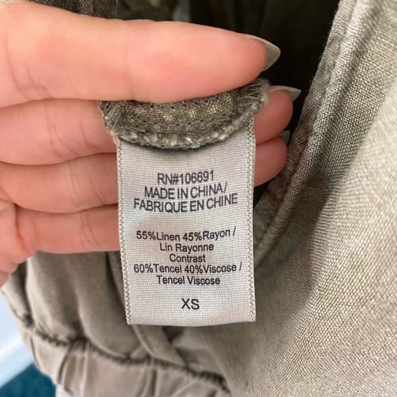 Young Fabulous & Broke Diego Linen Blend Jumpsuit Army Green XS - Picture 7 of 8